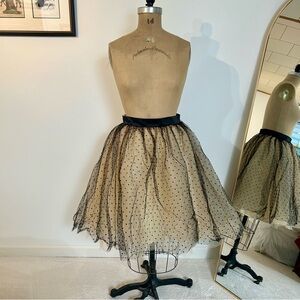 Tutu Black & Beige Polka Dot Tulle Skirt Sz S